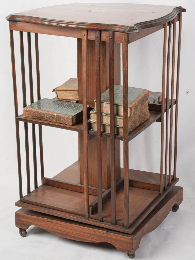 Early 20th Century Mahogany Revolving Bookcase w/ Marquetry Inlay - 33"