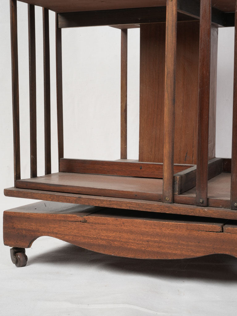 Early 20th Century Mahogany Revolving Bookcase w/ Marquetry Inlay - 33"