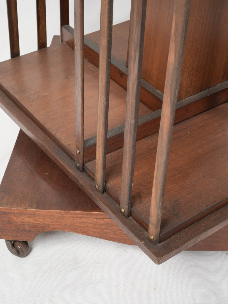 Early 20th Century Mahogany Revolving Bookcase w/ Marquetry Inlay - 33"