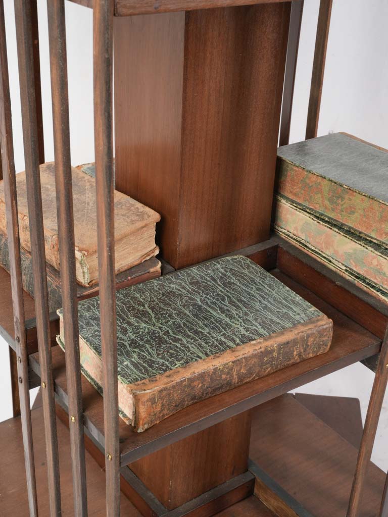 Early 20th Century Mahogany Revolving Bookcase w/ Marquetry Inlay - 33"