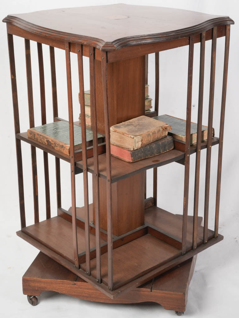 Early 20th Century Mahogany Revolving Bookcase w/ Marquetry Inlay - 33"