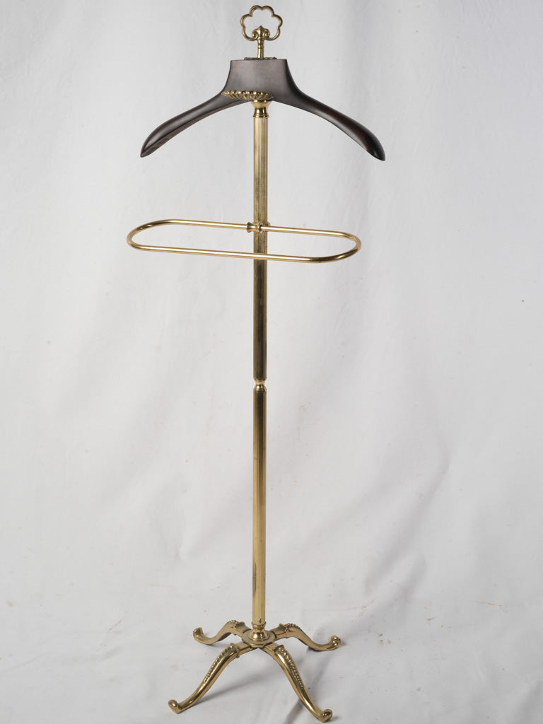 Brass & Mahogany Gentleman’s Valet Stand w/ Nautical Motif c. 1940s - 49½"