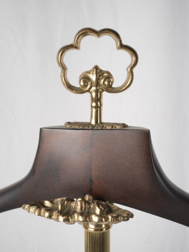 Brass & Mahogany Gentleman’s Valet Stand w/ Nautical Motif c. 1940s - 49½"