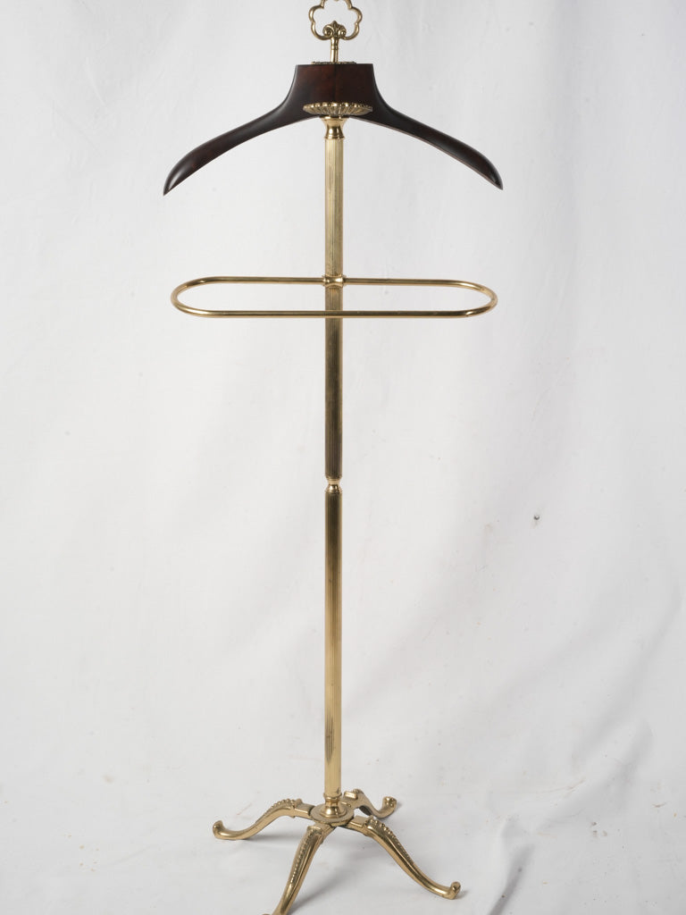 Brass & Mahogany Gentleman’s Valet Stand w/ Nautical Motif c. 1940s - 49½"
