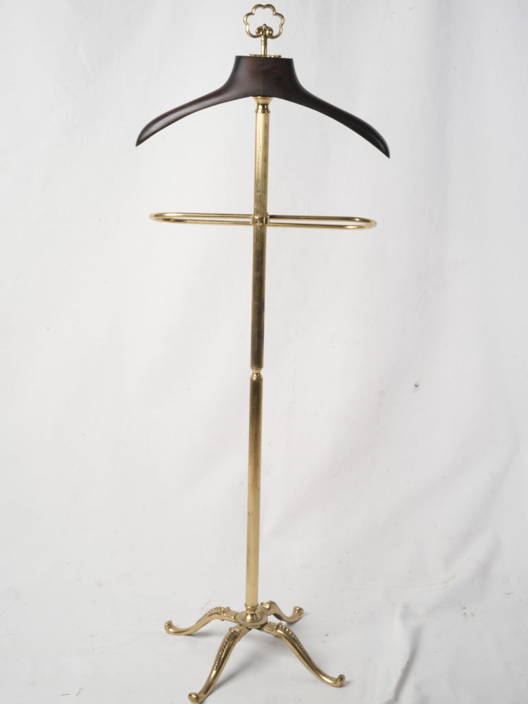 Brass & Mahogany Gentleman’s Valet Stand w/ Nautical Motif c. 1940s - 49½"