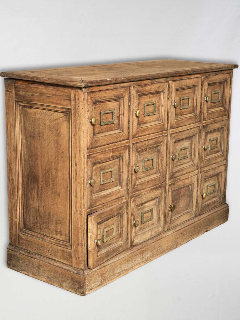 French Oak Notary's Cabinet w/ 12 Doors and Bronze Label Holders c. 1920 - 31"