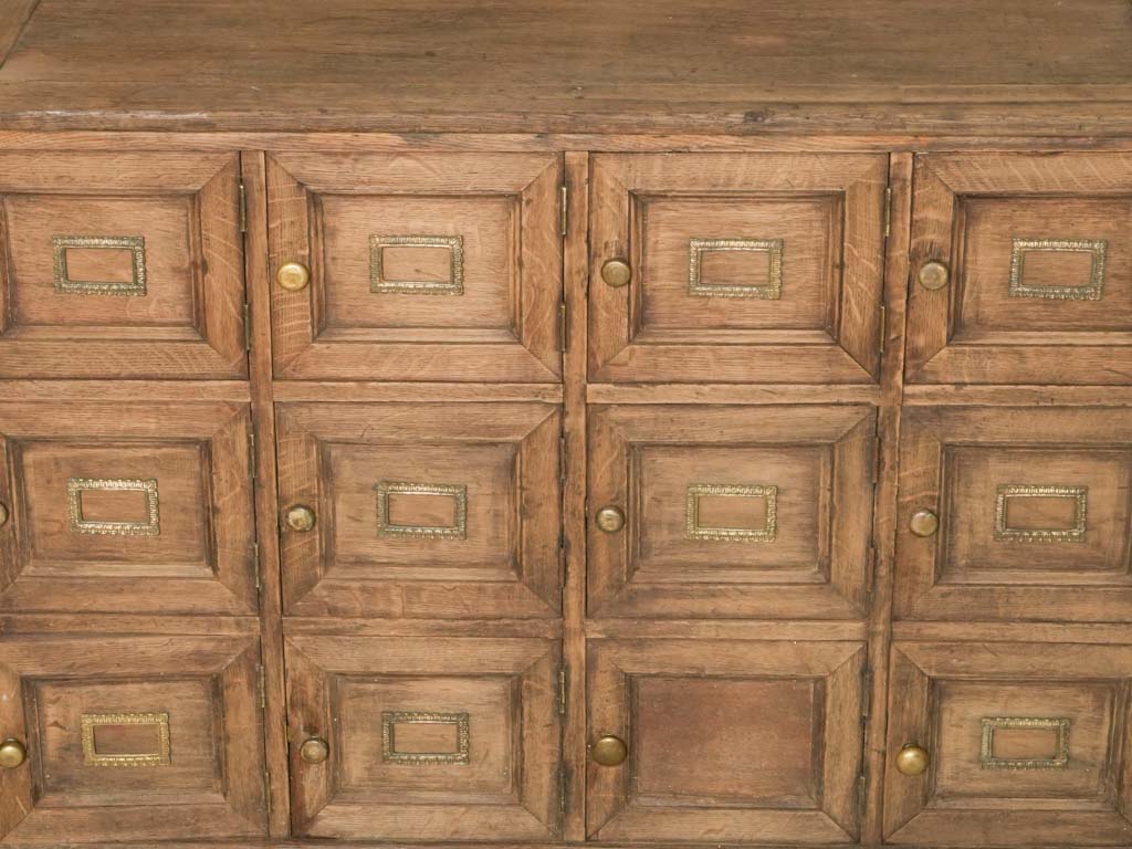 French Oak Notary's Cabinet w/ 12 Doors and Bronze Label Holders c. 1920 - 31"