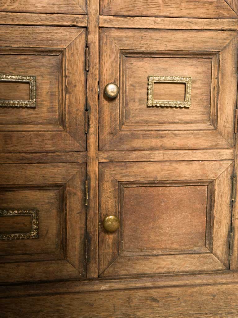 French Oak Notary's Cabinet w/ 12 Doors and Bronze Label Holders c. 1920 - 31"