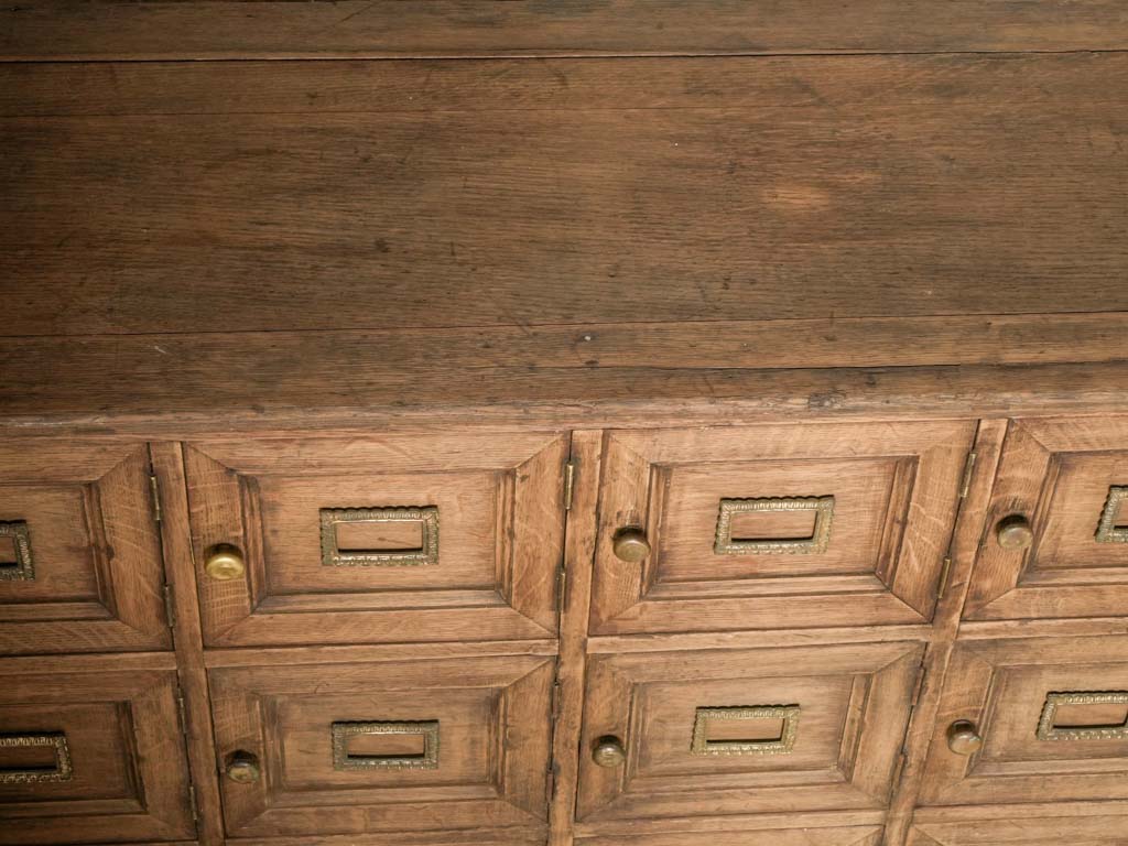 French Oak Notary's Cabinet w/ 12 Doors and Bronze Label Holders c. 1920 - 31"