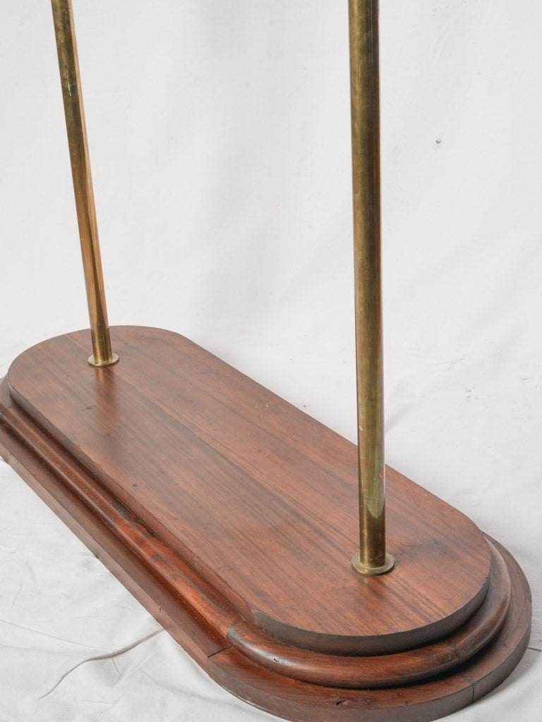 Elegant Brass and Mahogany Mid-20th Century Hotel Coat Rack -51¼" long