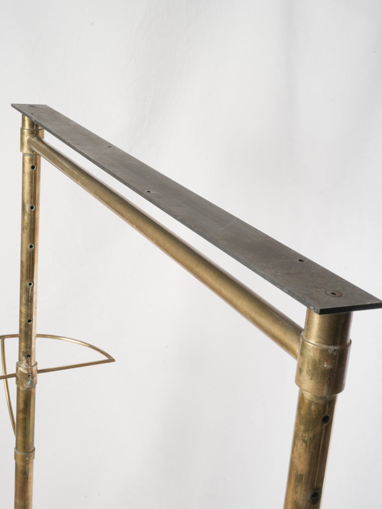 Elegant Brass and Mahogany Mid-20th Century Hotel Coat Rack -51¼" long