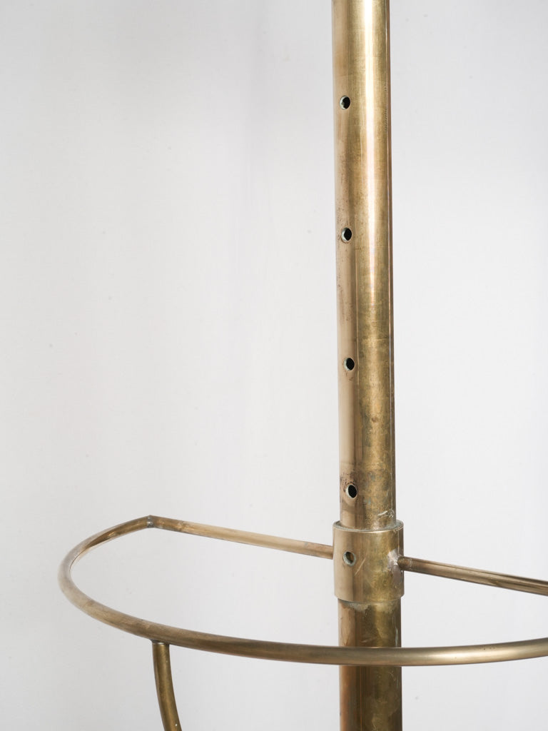 Elegant Brass and Mahogany Mid-20th Century Hotel Coat Rack -51¼" long