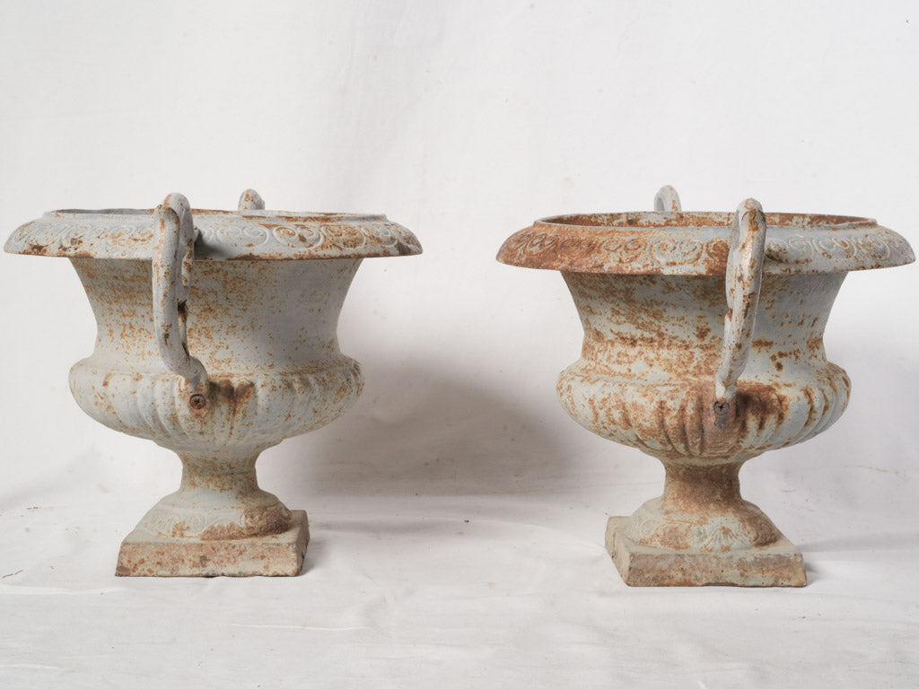 Important Pair of Late 19th-Century French Cast Iron Chambord Campana Garden Urns - 17"