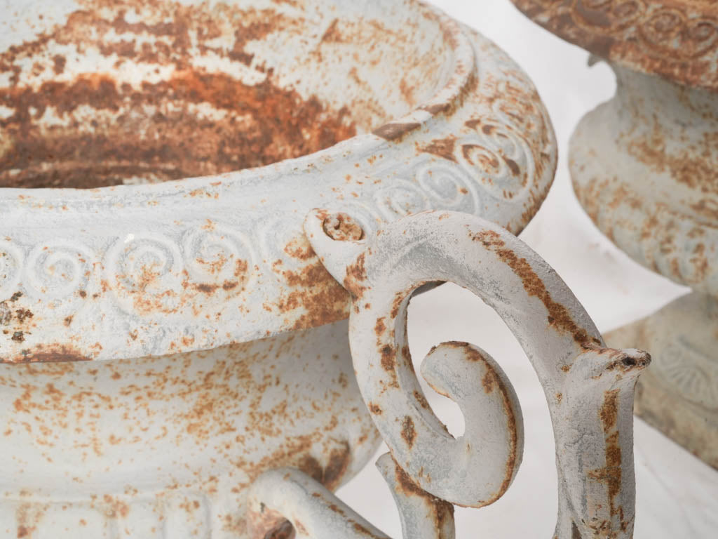 Important Pair of Late 19th-Century French Cast Iron Chambord Campana Garden Urns - 17"