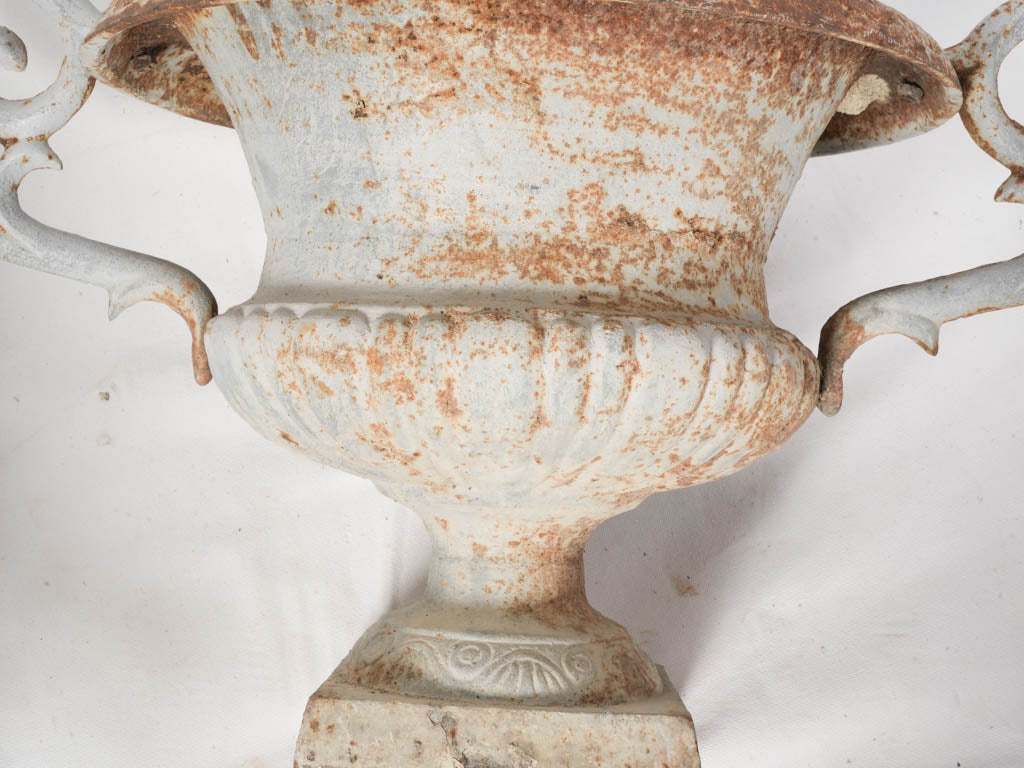 Important Pair of Late 19th-Century French Cast Iron Chambord Campana Garden Urns - 17"