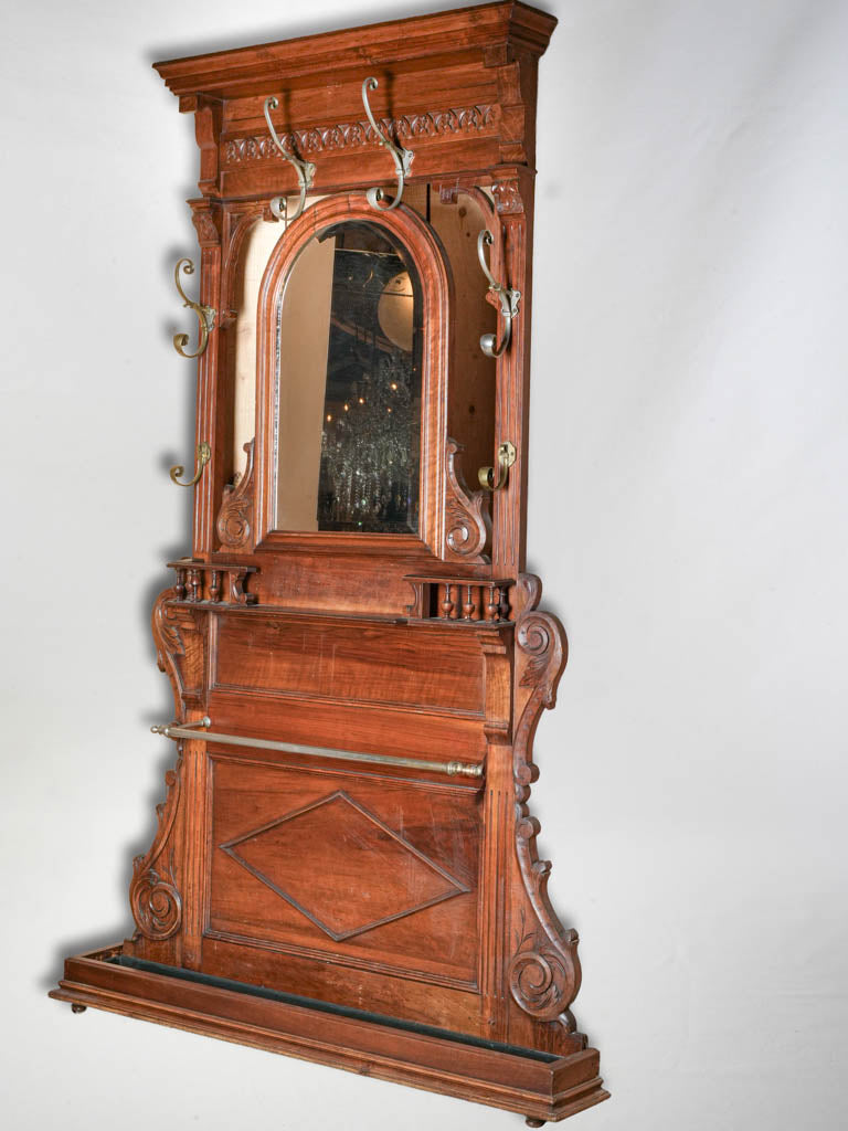 Tall French Walnut Hall Tree  c. 1900 - 80¾"