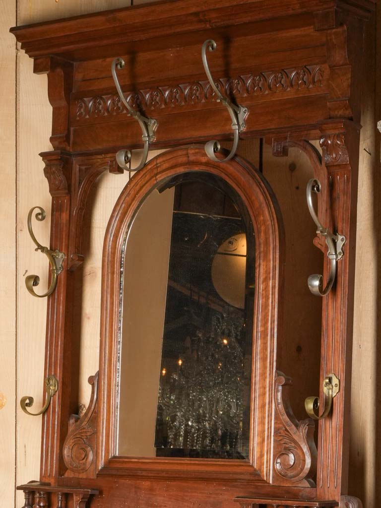Tall French Walnut Hall Tree  c. 1900 - 80¾"