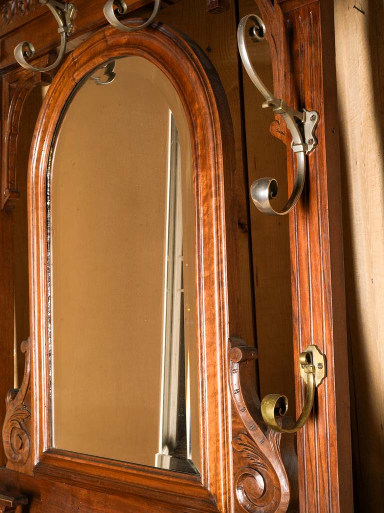 Tall French Walnut Hall Tree  c. 1900 - 80¾"