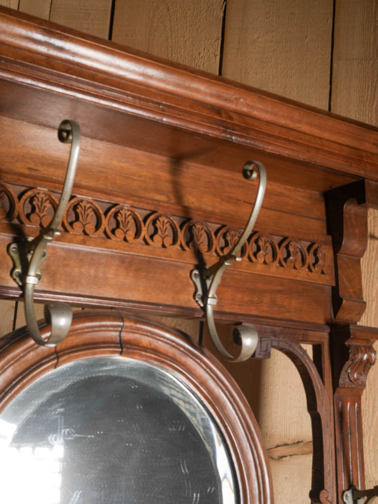 Tall French Walnut Hall Tree  c. 1900 - 80¾"