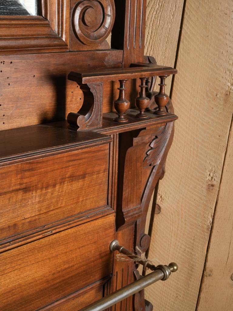 Tall French Walnut Hall Tree  c. 1900 - 80¾"
