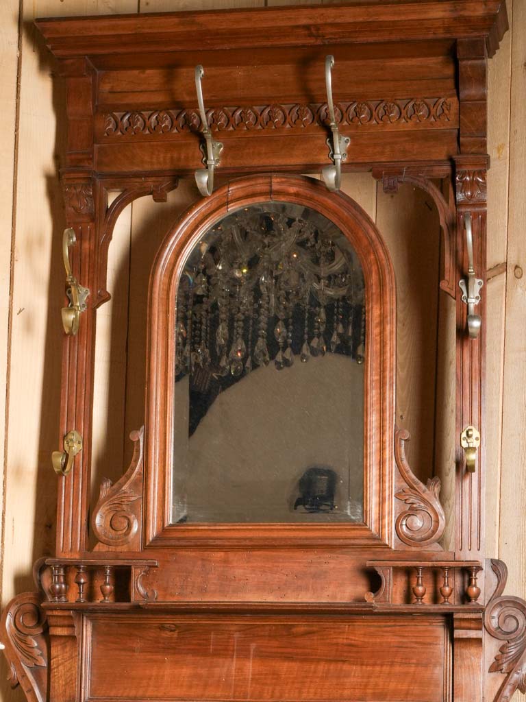 Tall French Walnut Hall Tree  c. 1900 - 80¾"