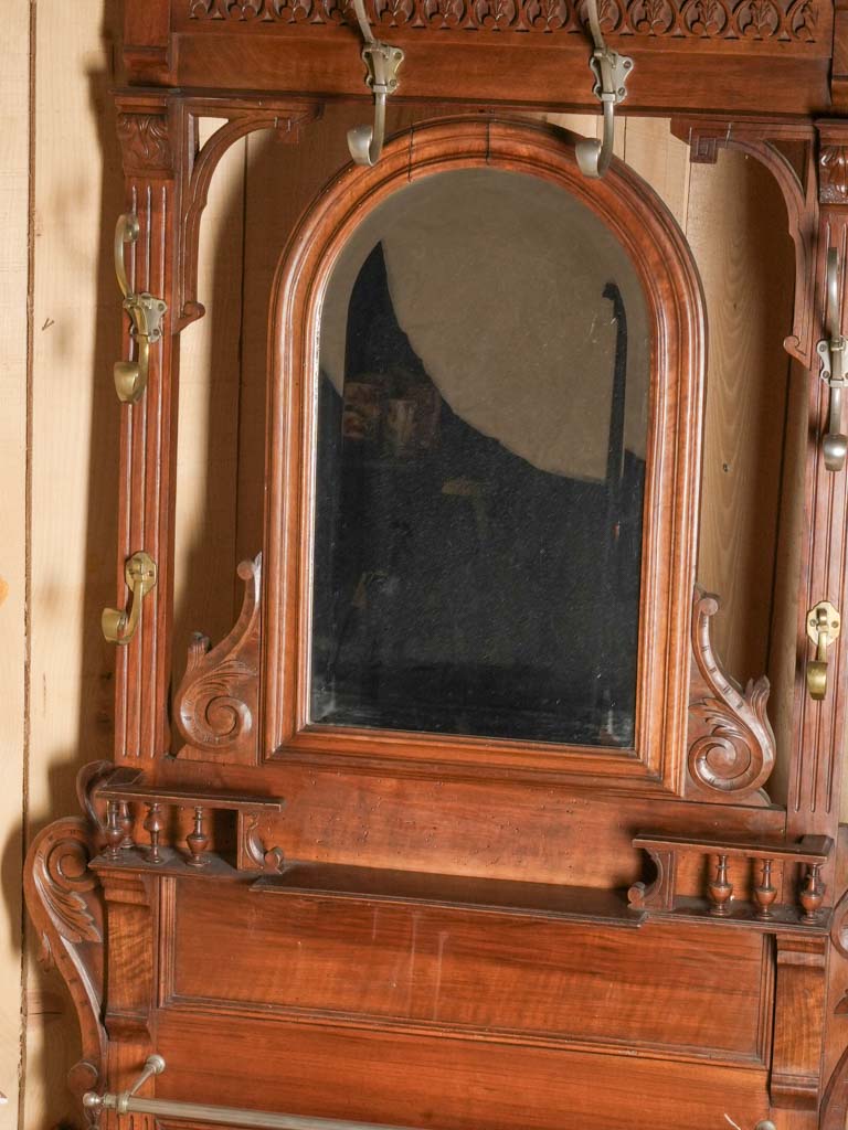 Tall French Walnut Hall Tree  c. 1900 - 80¾"
