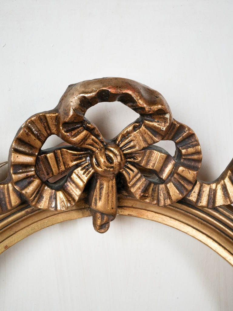 Pair of Early 20th-Century Louis XVI Style Oval Giltwood Frames / Ribbon Crest - 25½" x 18½"
