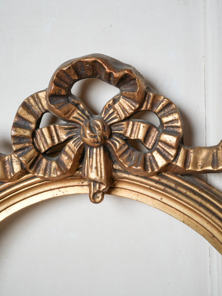 Pair of Early 20th-Century Louis XVI Style Oval Giltwood Frames / Ribbon Crest - 25½" x 18½"