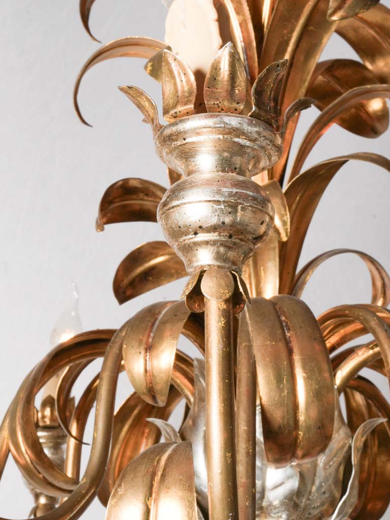 Hollywood Regency Ten-Light Tole Chandelier w/ Gilt and Silver Accents - 24½" x 28¾"