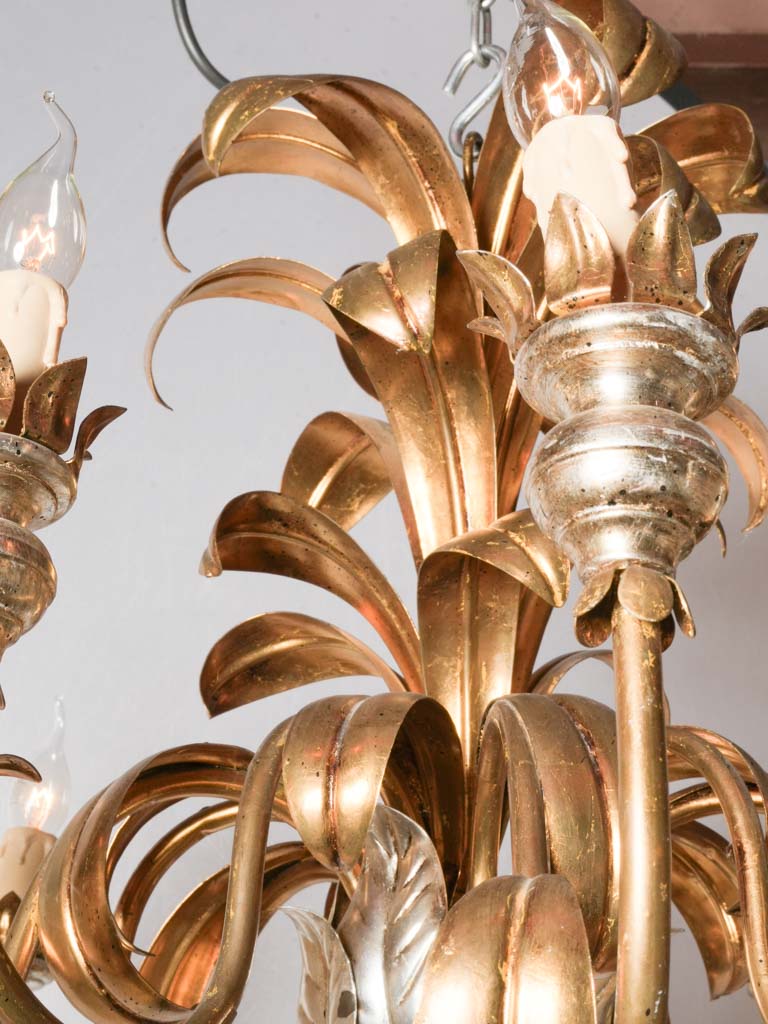 Hollywood Regency Ten-Light Tole Chandelier w/ Gilt and Silver Accents - 24½" x 28¾"