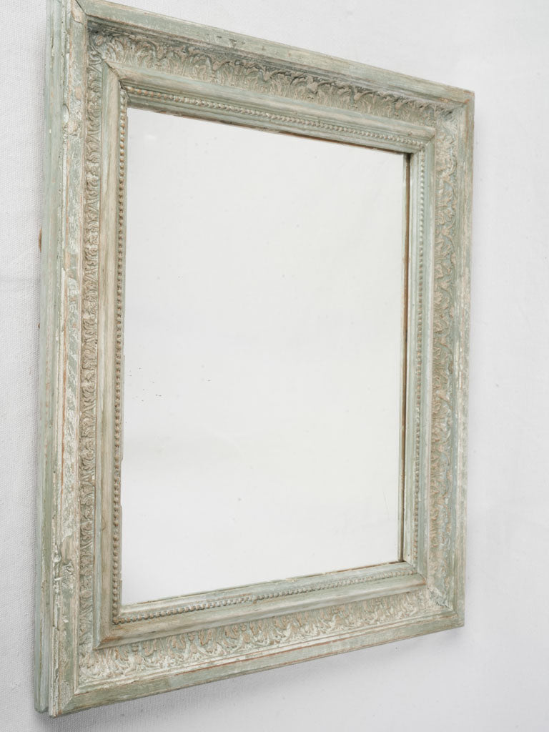Late 19th Century Small French Rectangular Wall Mirror w/ Seafoam Green Patina - 22" x 19"