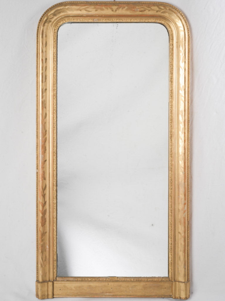 Beautiful Louis-Philippe Narrow Overmantel Mirror in Gilded Wood - 47¾" x  24¾"