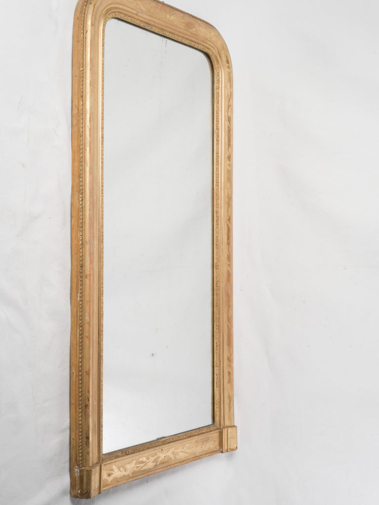 Beautiful Louis-Philippe Narrow Overmantel Mirror in Gilded Wood - 47¾" x  24¾"