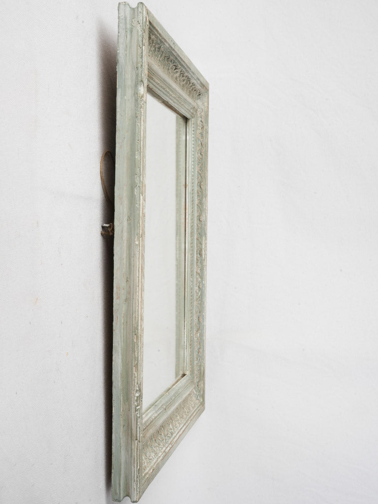 Late 19th Century Small French Rectangular Wall Mirror w/ Seafoam Green Patina - 22" x 19"