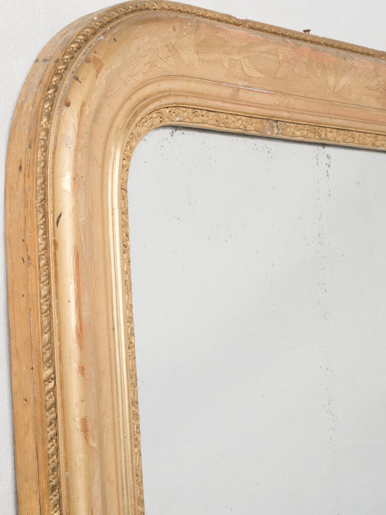 Beautiful Louis-Philippe Narrow Overmantel Mirror in Gilded Wood - 47¾" x  24¾"