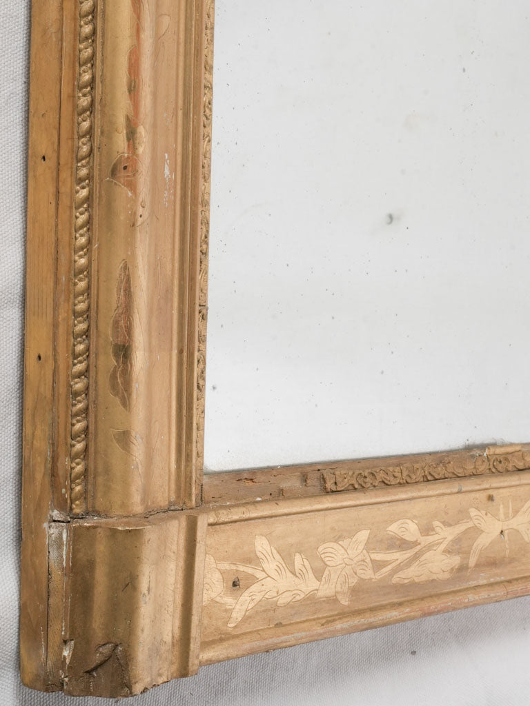 Beautiful Louis-Philippe Narrow Overmantel Mirror in Gilded Wood - 47¾" x  24¾"