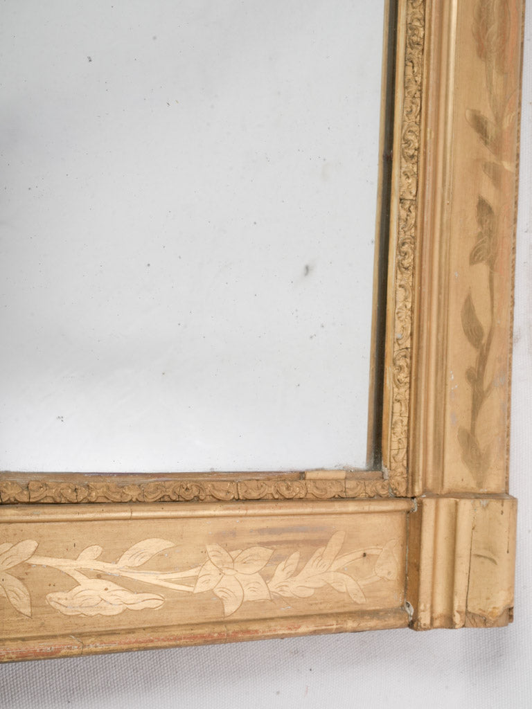 Beautiful Louis-Philippe Narrow Overmantel Mirror in Gilded Wood - 47¾" x  24¾"