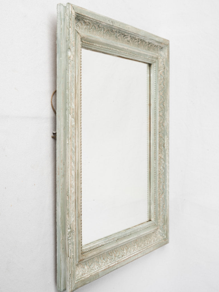 Late 19th Century Small French Rectangular Wall Mirror w/ Seafoam Green Patina - 22" x 19"