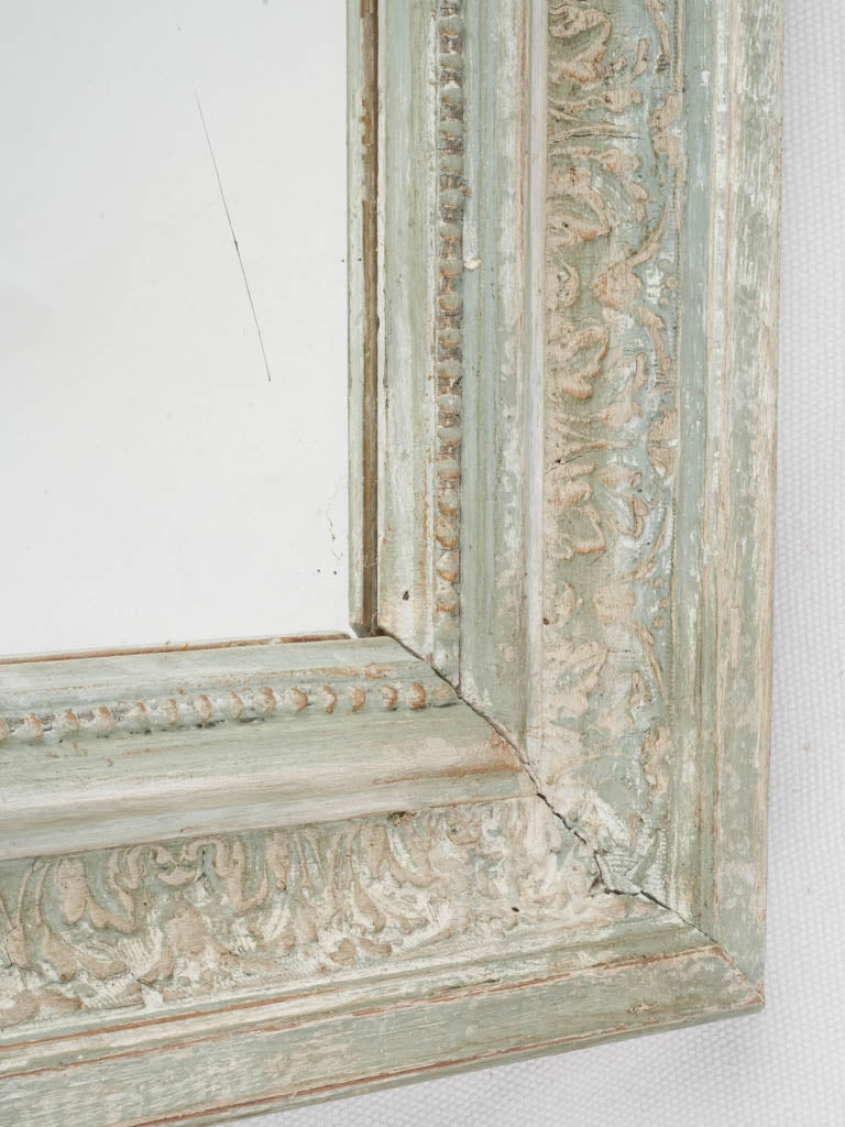 Late 19th Century Small French Rectangular Wall Mirror w/ Seafoam Green Patina - 22" x 19"