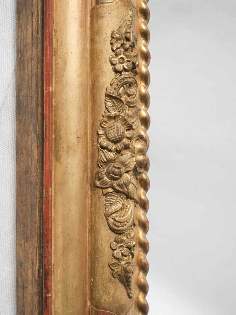 Large Handsome Napoleon III French Giltwood Mirror w/ Sunflower Corners - 54" x 34¾"
