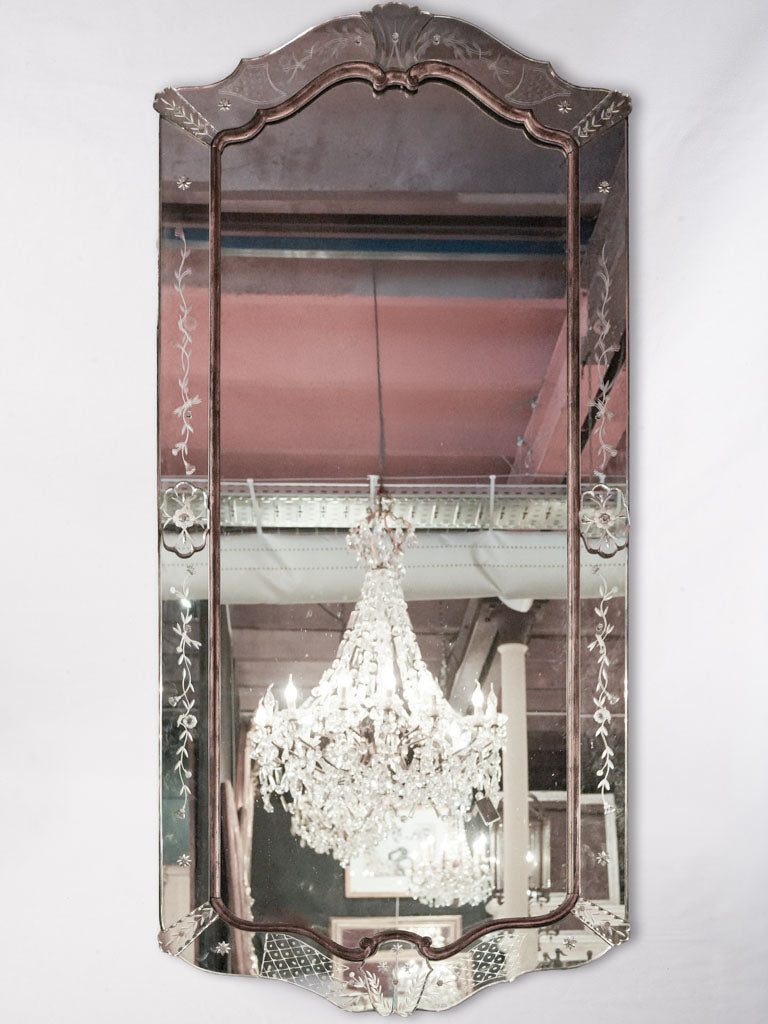 Early 20th Century Grand Venetian Mirror w/ Engraved Panels - 81" x 36½"