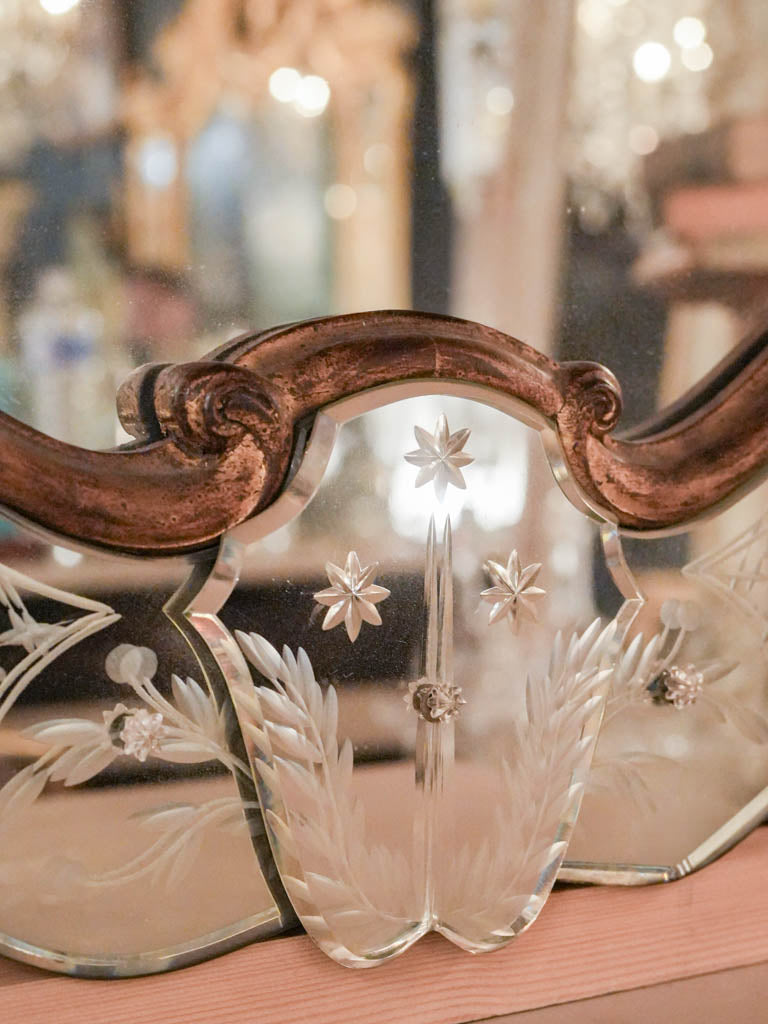 Early 20th Century Grand Venetian Mirror w/ Engraved Panels - 81" x 36½"