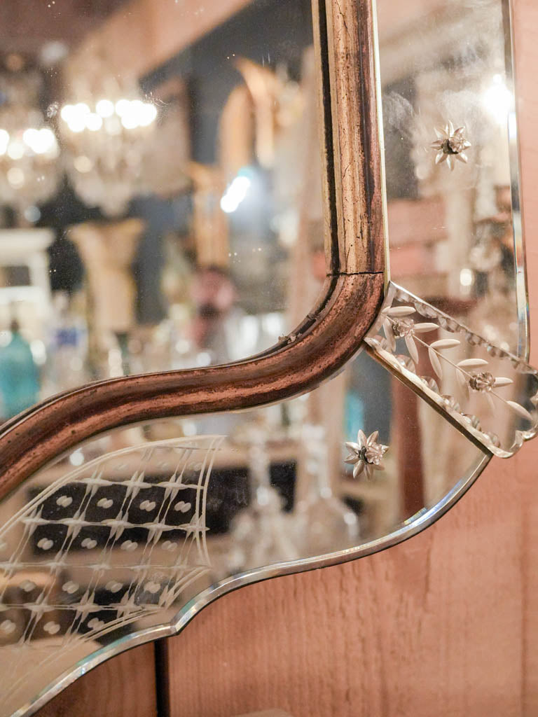 Early 20th Century Grand Venetian Mirror w/ Engraved Panels - 81" x 36½"