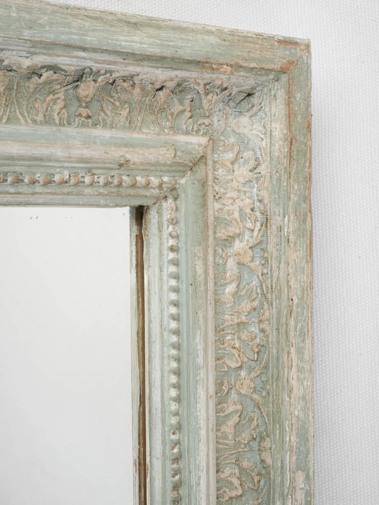 Late 19th Century Small French Rectangular Wall Mirror w/ Seafoam Green Patina - 22" x 19"