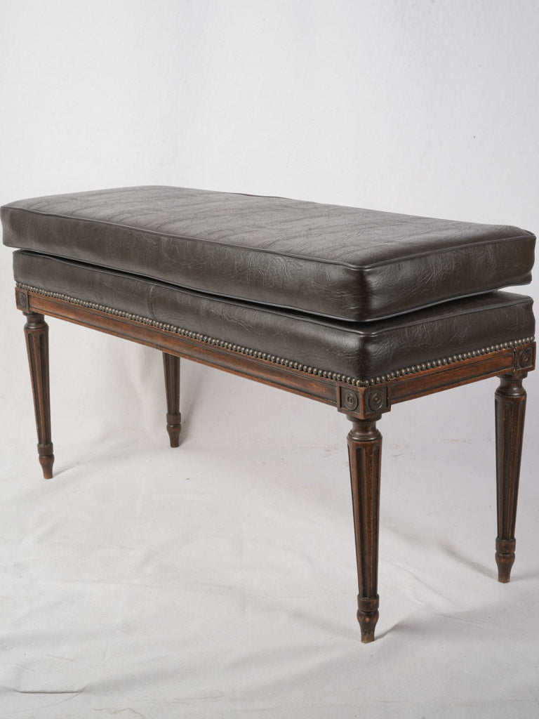 Elegant French Louis XVI Style Leather Banquette Circa 1900 - 40½"