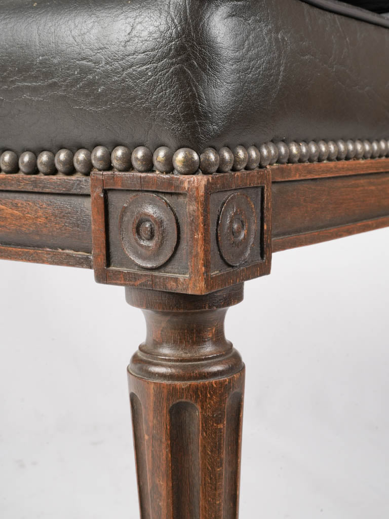 Elegant French Louis XVI Style Leather Banquette Circa 1900 - 40½"