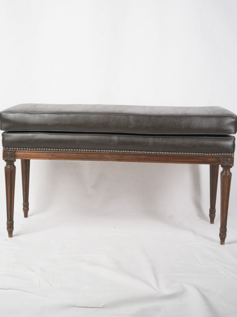 Elegant French Louis XVI Style Leather Banquette Circa 1900 - 40½"