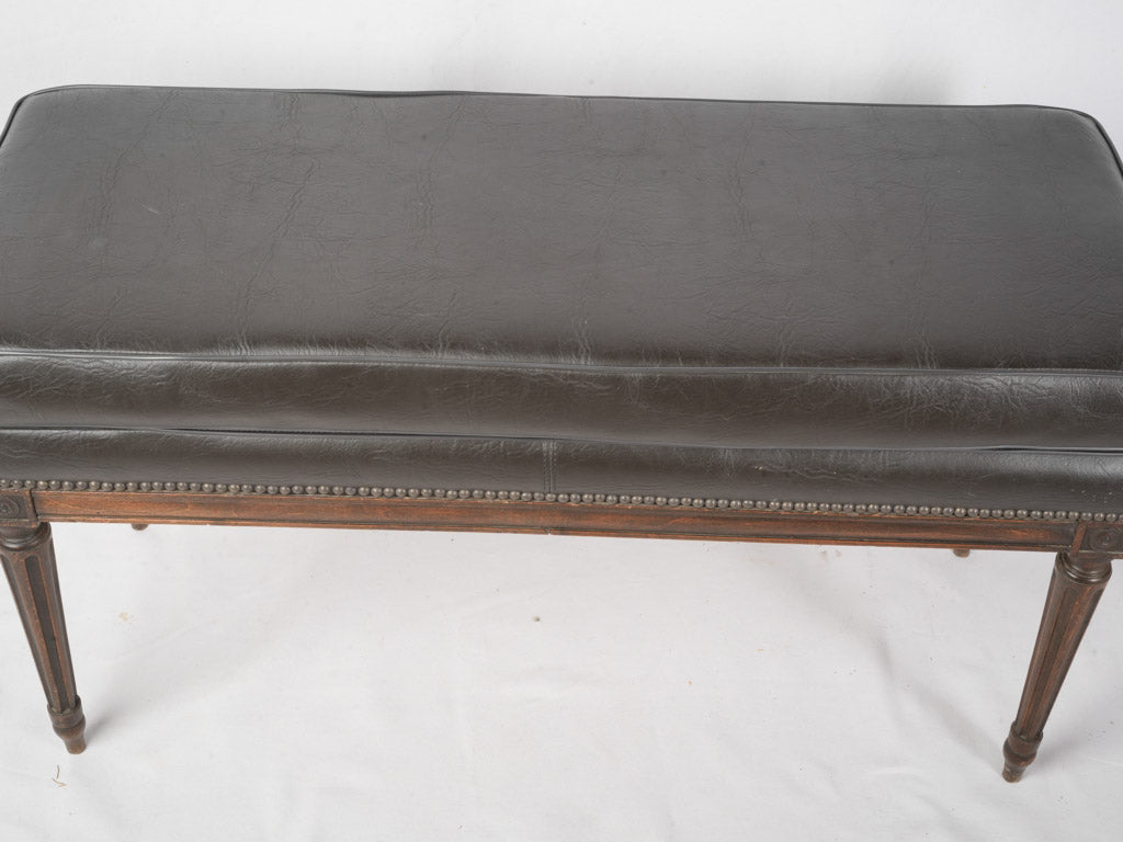 Elegant French Louis XVI Style Leather Banquette Circa 1900 - 40½"