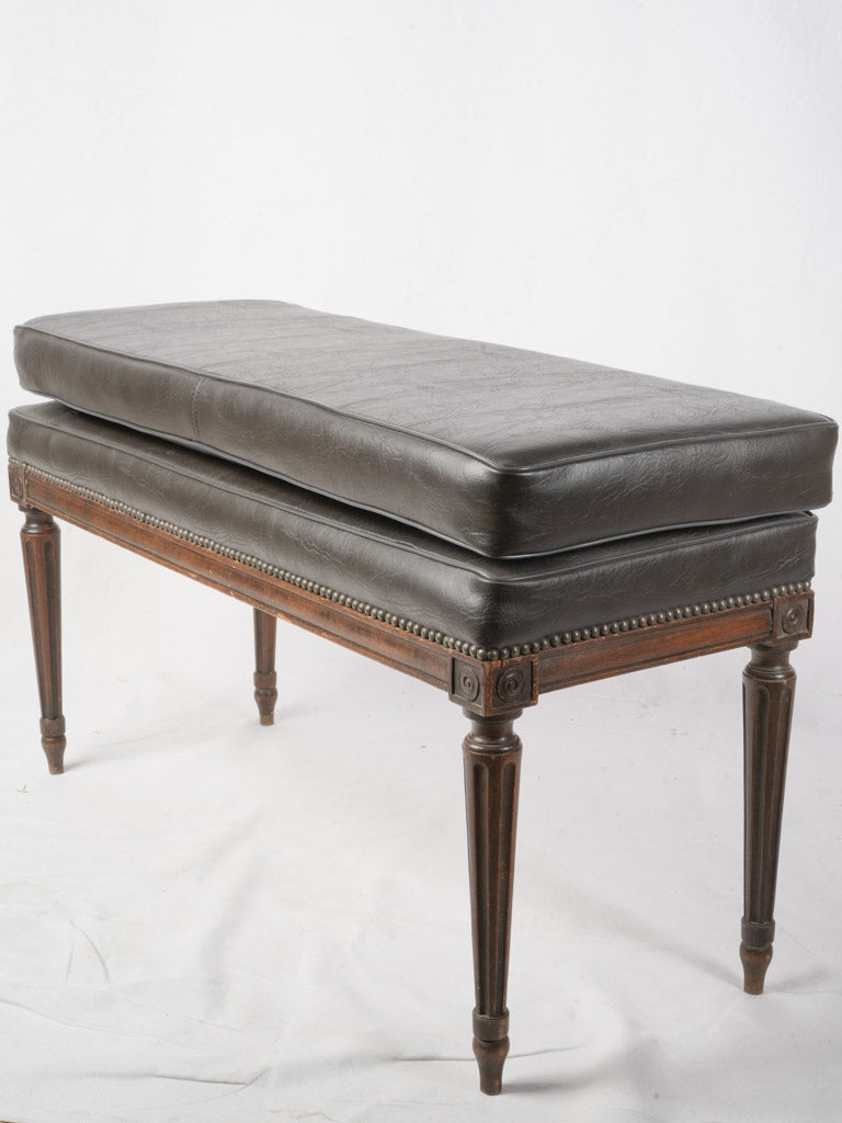 Elegant French Louis XVI Style Leather Banquette Circa 1900 - 40½"