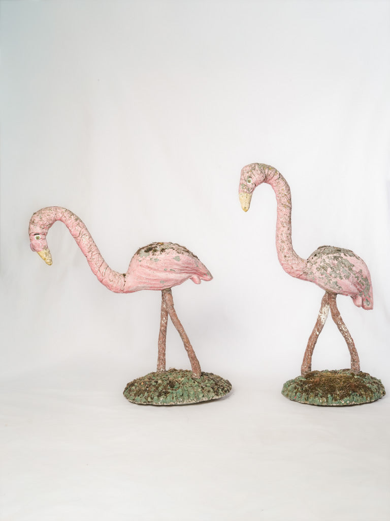 Vintage rose pink flamingos